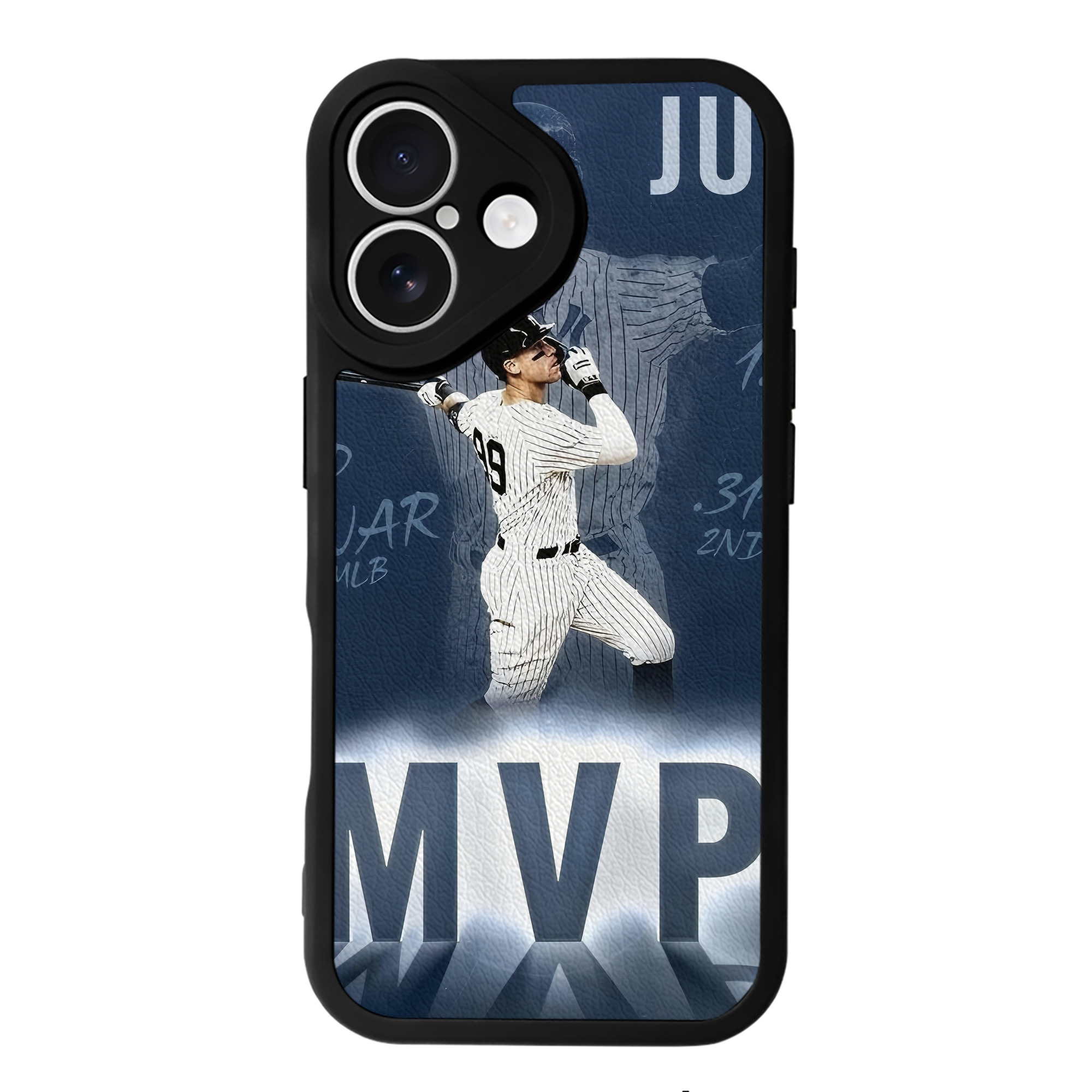 Aaron Judge MVP IPhone 16 Silicone Leather Case – UV Print, Lambskin Texture – Perfect Fit, Wireless Charging Compatible, Scratch Resistant, Precise Cutouts – Stylish Protection For IPhone 16